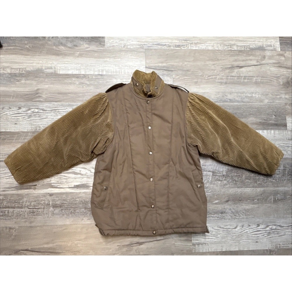 London Fog Womens Brown Field Jacket Corduroy Canvas Utility Coat 7/8‎
